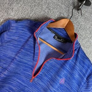Mens Under Armour Pullover XL Blue Space Dye Golf 1/4 Zip SB Logo